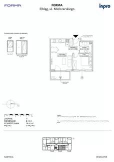 2 pokoje, mieszkanie 39,41 m², piętro 5, oferta nr B.1.6.1, FORMA - II etap, Elbląg, Zatorze, ul. Malborska