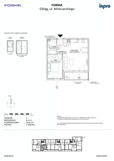 2 pokoje, mieszkanie 44,62 m², piętro 5, oferta nr B.4.6.3, FORMA - II etap, Elbląg, Zatorze, ul. Malborska