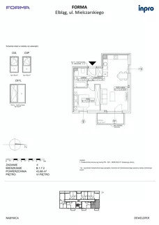 2 pokoje, mieszkanie 43,68 m², piętro 6, oferta nr B.1.7.2, FORMA - II etap, Elbląg, Zatorze, ul. Malborska