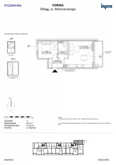 2 pokoje, mieszkanie 41,78 m², piętro 6, oferta nr B.2.7.4, FORMA - II etap, Elbląg, Zatorze, ul. Malborska