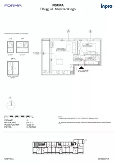 2 pokoje, mieszkanie 42,38 m², piętro 6, oferta nr B.4.7.1, FORMA - II etap, Elbląg, Zatorze, ul. Malborska