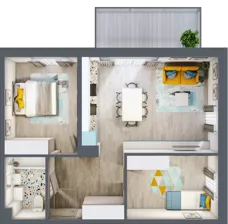 3 pokoje, mieszkanie 58,72 m², piętro 2, oferta nr 1/2-13, ul. Stawowa, Kraków, Prądnik Biały, Bronowice Wielkie, ul. Stawowa 242