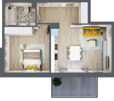 2 pokoje, mieszkanie 48,07 m², piętro 1, oferta nr 1/2-5, ul. Stawowa, Kraków, Prądnik Biały, Bronowice Wielkie, ul. Stawowa 242
