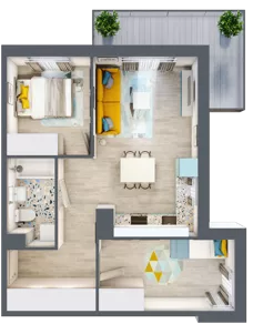 3 pokoje, mieszkanie 51,60 m², piętro 1, oferta nr 14, ul. Powstańców / os. Piastów - Budynek F, Kraków, Mistrzejowice, Osiedle Piastów, ul. Powstańców / os. Piastów