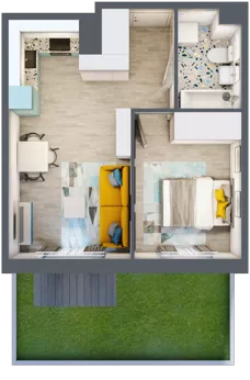 2 pokoje, mieszkanie 33,22 m², parter, oferta nr 11, ul. Powstańców / os. Piastów - Budynek F, Kraków, Mistrzejowice, Osiedle Piastów, ul. Powstańców / os. Piastów