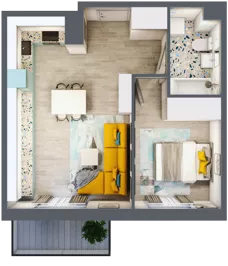 2 pokoje, mieszkanie 42,14 m², piętro 2, oferta nr 30, ul. Powstańców / os. Piastów - Budynek F, Kraków, Mistrzejowice, Osiedle Piastów, ul. Powstańców / os. Piastów