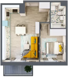 2 pokoje, mieszkanie 42,08 m², piętro 3, oferta nr 42, ul. Powstańców / os. Piastów - Budynek F, Kraków, Mistrzejowice, Osiedle Piastów, ul. Powstańców / os. Piastów