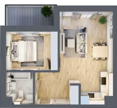 2 pokoje, mieszkanie 41,13 m², piętro 2, oferta nr 14, Centralna 51C, Kraków, Czyżyny, ul. Centralna