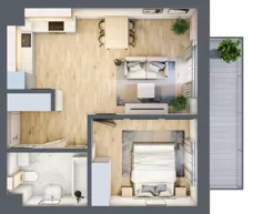 2 pokoje, mieszkanie 41,69 m², piętro 2, oferta nr 15, Centralna 51C, Kraków, Czyżyny, ul. Centralna