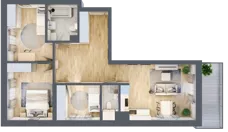 4 pokoje, mieszkanie 73,73 m², piętro 3, oferta nr 52, Centralna 51C, Kraków, Czyżyny, ul. Centralna
