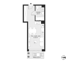 1 pokój, mieszkanie 25,71 m², piętro 6, oferta nr mieszkanie 61, Bytkowska 3.0, Katowice, Wełnowiec-Józefowiec, ul. Bytkowska