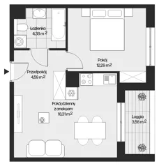 2 pokoje, mieszkanie 39,57 m², piętro 2, oferta nr mieszkanie G1-73, Piasta Park VI, Kraków, Mistrzejowice, Osiedle Piastów, Osiedle Piastów 63