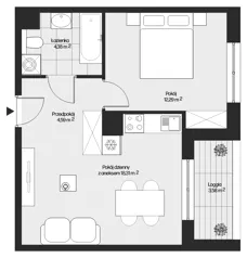 2 pokoje, mieszkanie 39,57 m², piętro 3, oferta nr mieszkanie G1-79, Piasta Park VI, Kraków, Mistrzejowice, Osiedle Piastów, Osiedle Piastów 63