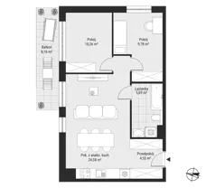 3 pokoje, mieszkanie 55,06 m², piętro 5, oferta nr mieszkanie 53, Bytkowska 3.0, Katowice, Wełnowiec-Józefowiec, ul. Bytkowska