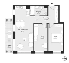 3 pokoje, mieszkanie 63,77 m², piętro 1, oferta nr mieszkanie 12, Bytkowska 3.0, Katowice, Wełnowiec-Józefowiec, ul. Bytkowska