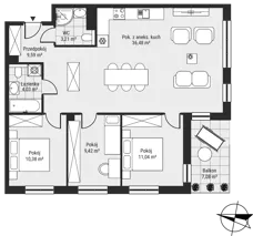 4 pokoje, mieszkanie 84,39 m², piętro 1, oferta nr mieszkanie 18, Bytkowska 3.0, Katowice, Wełnowiec-Józefowiec, ul. Bytkowska