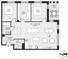 4 pokoje, mieszkanie 84,38 m², piętro 1, oferta nr mieszkanie 17, Bytkowska 3.0, Katowice, Wełnowiec-Józefowiec, ul. Bytkowska