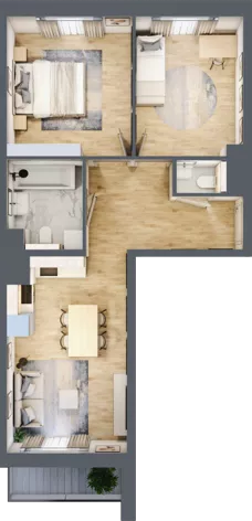 3 pokoje, mieszkanie 56,19 m², piętro 6, oferta nr mieszkanie G1-100, Piasta Park VI, Kraków, Mistrzejowice, Osiedle Piastów, Osiedle Piastów 63