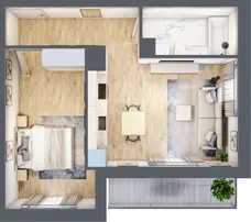 2 pokoje, mieszkanie 44,29 m², piętro 4, oferta nr mieszkanie G1-86, Piasta Park VI, Kraków, Mistrzejowice, Osiedle Piastów, Osiedle Piastów 63