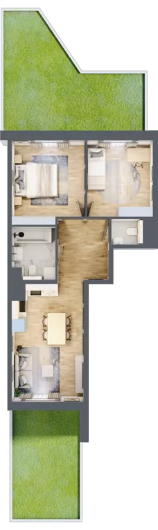 3 pokoje, mieszkanie 53,19 m², parter, oferta nr mieszkanie G1-64, Piasta Park VI, Kraków, Mistrzejowice, Osiedle Piastów, Osiedle Piastów 63