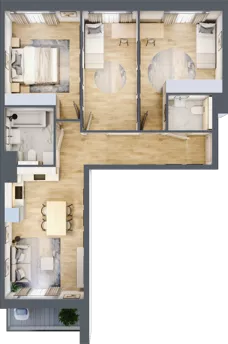 4 pokoje, mieszkanie 71,45 m², piętro 3, oferta nr mieszkanie G1-42, Piasta Park VI, Kraków, Mistrzejowice, Osiedle Piastów, Osiedle Piastów 63