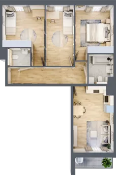 4 pokoje, mieszkanie 70,96 m², piętro 3, oferta nr mieszkanie G1-39, Piasta Park VI, Kraków, Mistrzejowice, Osiedle Piastów, Osiedle Piastów 63