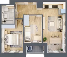 3 pokoje, mieszkanie 49,63 m², piętro 4, oferta nr mieszkanie G1-44, Piasta Park VI, Kraków, Mistrzejowice, Osiedle Piastów, Osiedle Piastów 63