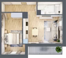 2 pokoje, mieszkanie 44,28 m², piętro 3, oferta nr mieszkanie G1-80, Piasta Park VI, Kraków, Mistrzejowice, Osiedle Piastów, Osiedle Piastów 63