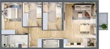 4 pokoje, mieszkanie 82,16 m², piętro 2, oferta nr mieszkanie A2.18, Enklawa Bukowa, Kraków, Podgórze, Rybitwy, ul. Bukowa 67