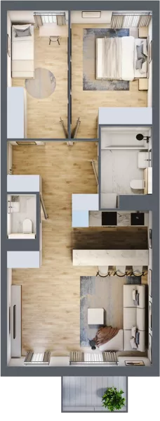 3 pokoje, mieszkanie 65,49 m², piętro 2, oferta nr mieszkanie A2.14, Enklawa Bukowa, Kraków, Podgórze, Rybitwy, ul. Bukowa 67