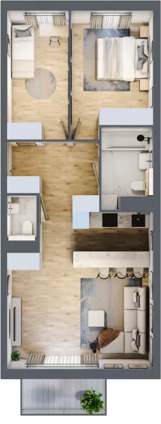 3 pokoje, mieszkanie 65,49 m², piętro 2, oferta nr mieszkanie A2.11, Enklawa Bukowa, Kraków, Podgórze, Rybitwy, ul. Bukowa 67