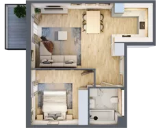 2 pokoje, mieszkanie 47,75 m², piętro 2, oferta nr mieszkanie A2.7, Enklawa Bukowa, Kraków, Podgórze, Rybitwy, ul. Bukowa 67