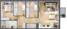 4 pokoje, mieszkanie 82,16 m², piętro 1, oferta nr mieszkanie A1.18, Enklawa Bukowa, Kraków, Podgórze, Rybitwy, ul. Bukowa 67