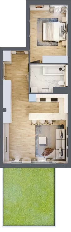 2 pokoje, mieszkanie 58,31 m², parter, oferta nr mieszkanie A0.12, Enklawa Bukowa, Kraków, Podgórze, Rybitwy, ul. Bukowa 67
