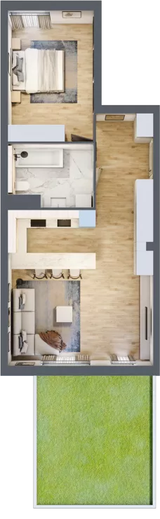 2 pokoje, mieszkanie 58,31 m², parter, oferta nr mieszkanie A0.11, Enklawa Bukowa, Kraków, Podgórze, Rybitwy, ul. Bukowa 67