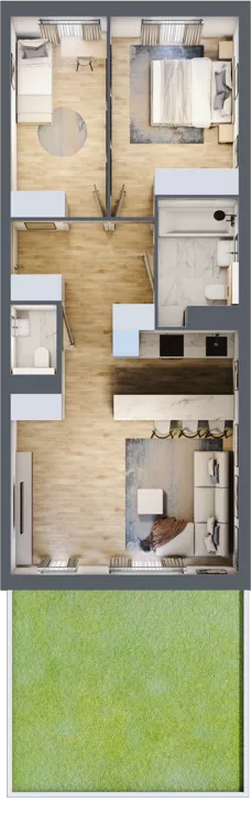 3 pokoje, mieszkanie 65,49 m², parter, oferta nr mieszkanie A0.9, Enklawa Bukowa, Kraków, Podgórze, Rybitwy, ul. Bukowa 67