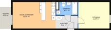 2 pokoje, mieszkanie 49,62 m², piętro 1, oferta nr B1.3, Enklawa Bukowa II, Kraków, Podgórze, Rybitwy, ul. Bukowa 65 i 69