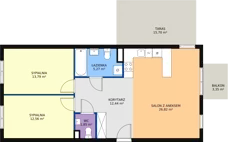 3 pokoje, mieszkanie 72,73 m², piętro 4, oferta nr C4.7, Enklawa Bukowa II, Kraków, Podgórze, Rybitwy, ul. Bukowa 65 i 69