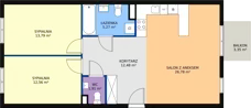 3 pokoje, mieszkanie 72,79 m², piętro 1, oferta nr C1.10, Enklawa Bukowa II, Kraków, Podgórze, Rybitwy, ul. Bukowa 65 i 69
