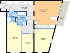 4 pokoje, mieszkanie 92,98 m², piętro 1, oferta nr C1.1, Enklawa Bukowa II, Kraków, Podgórze, Rybitwy, ul. Bukowa 65 i 69