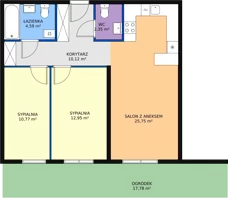 3 pokoje, mieszkanie 66,53 m², parter, oferta nr C0.5, Enklawa Bukowa II, Kraków, Podgórze, Rybitwy, ul. Bukowa 65 i 69