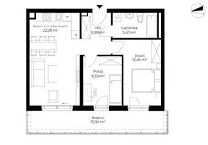 3 pokoje, mieszkanie 55,70 m², piętro 2, oferta nr B11-M33, Krzemienna, Katowice, Osiedle Paderewskiego-Muchowiec, Muchowiec, ul. Krzemienna