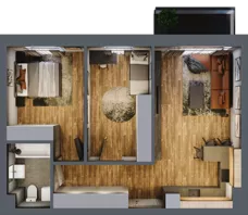 3 pokoje, mieszkanie 62,41 m², piętro 2, oferta nr 21, Złote Kaskady III, Białystok, Horodniany 14