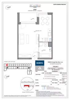 1 pokój, mieszkanie 33,48 m², piętro 4, oferta nr MC/I/A/4/4, Modern City etap I, Warszawa, Bemowo, Chrzanów, ul. Szeligowska
