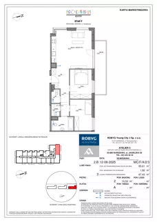 3 pokoje, mieszkanie 65,61 m², piętro 2, oferta nr MC/F/A/2/3, Modern City etap F, Warszawa, Bemowo, Chrzanów, ul. Szeligowska
