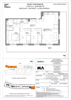 4 pokoje, mieszkanie 84,79 m², piętro 1, oferta nr PPO/M/C/1/12, Port Popowice IVa, Wrocław, Pilczyce-Kozanów-Popowice Północne, Popowice, ul. Białowieska