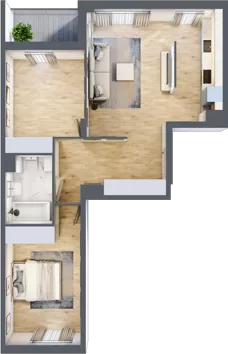 3 pokoje, mieszkanie 63,35 m², piętro 1, oferta nr RM/1A/E/1/3, Rytm Mokotowa, Warszawa, Mokotów, Augustówka, ul. Antoniewska / Piramowicza