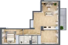 3 pokoje, mieszkanie 60,57 m², piętro 1, oferta nr RM/2A/D/1/1, Rytm Mokotowa, Warszawa, Mokotów, Augustówka, ul. Antoniewska / Piramowicza