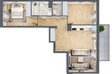 3 pokoje, mieszkanie 60,14 m², piętro 1, oferta nr RM/2A/E/1/5, Rytm Mokotowa, Warszawa, Mokotów, Augustówka, ul. Antoniewska / Piramowicza