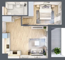 2 pokoje, mieszkanie 39,39 m², piętro 1, oferta nr RR/6B/F/1/5, Royal Residence 6B, Warszawa, Wilanów, Błonia Wilanowskie, ul. Sarmacka